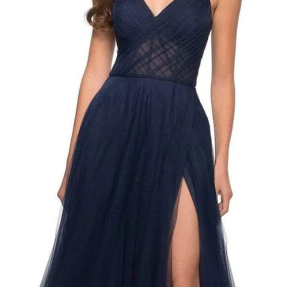 La Femme Illusion A-Line Tulle Ballgown Prom Dress, Size 16 - Picture 9 of 10